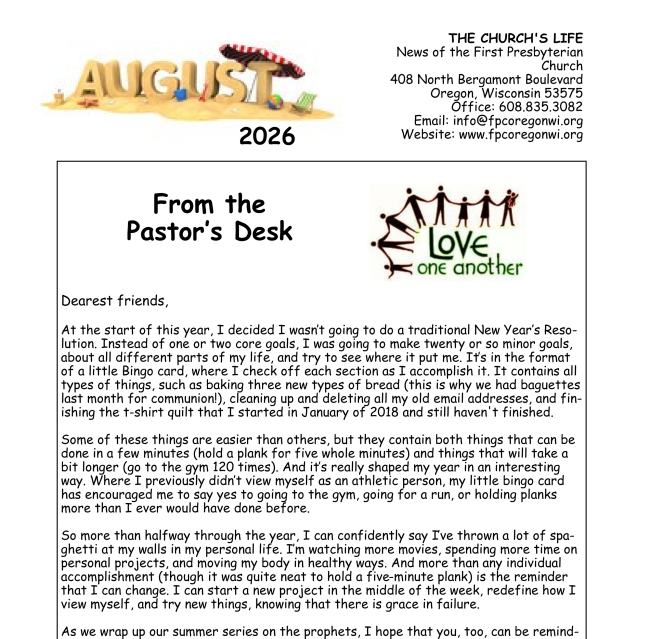 August Newsletter Available Now