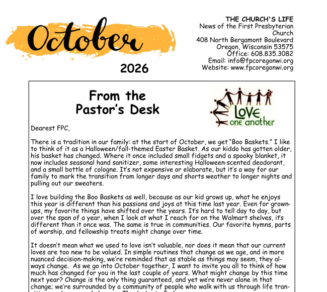 October Newsletter Available Now