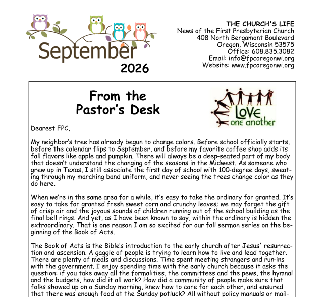 September Newsletter Available Now